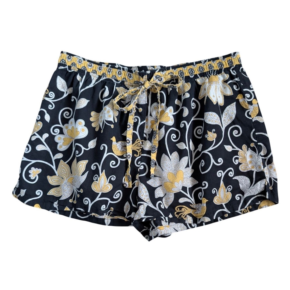 Vera Bradley Floral Cotton Shorts Women Medium Drawstring Waist Casual Lounge